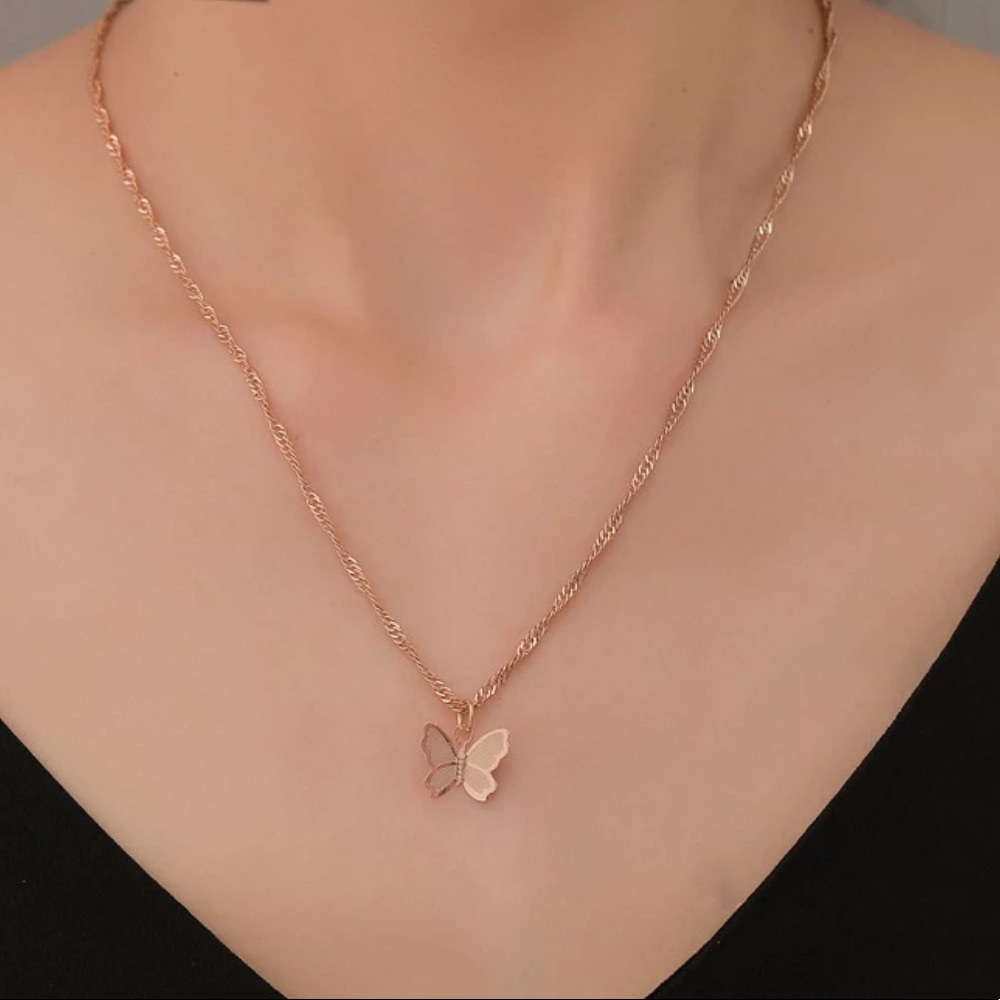2/$10 NEW! Vintage Butterfly Pendant Necklace Dainty Boho Cute - Picture 2 of 7